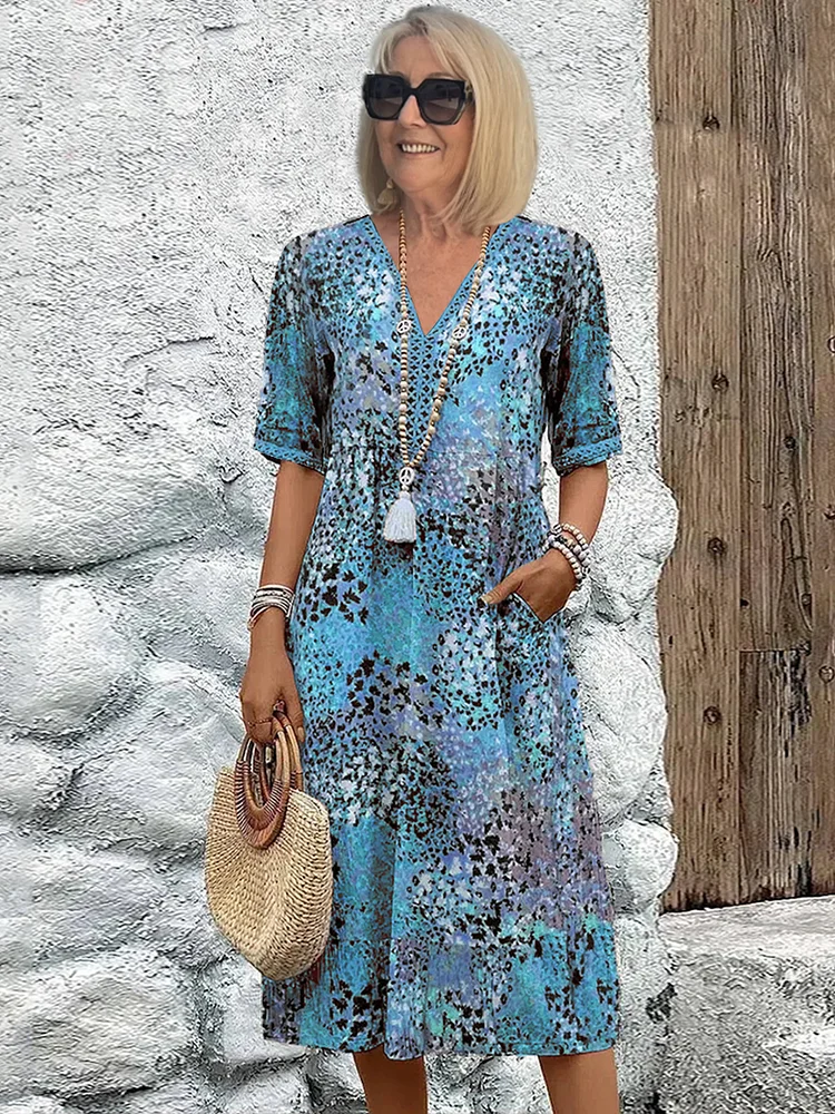 Lia - Robe Midi Rouge à Motif Floral
