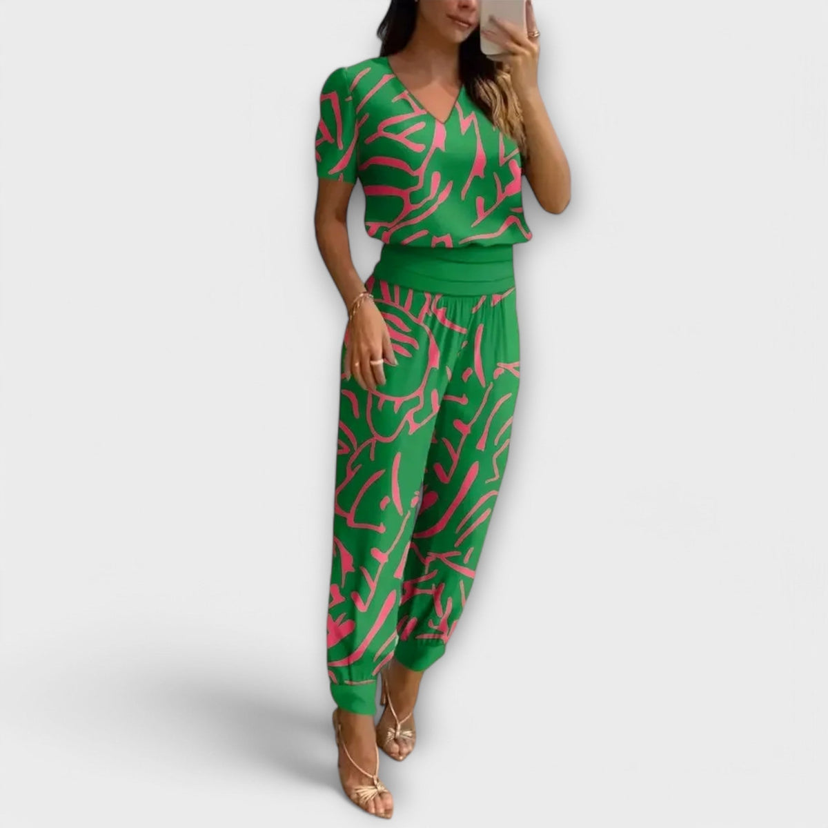 Irmelin - Ensemble Vert avec Haut et Pantalon