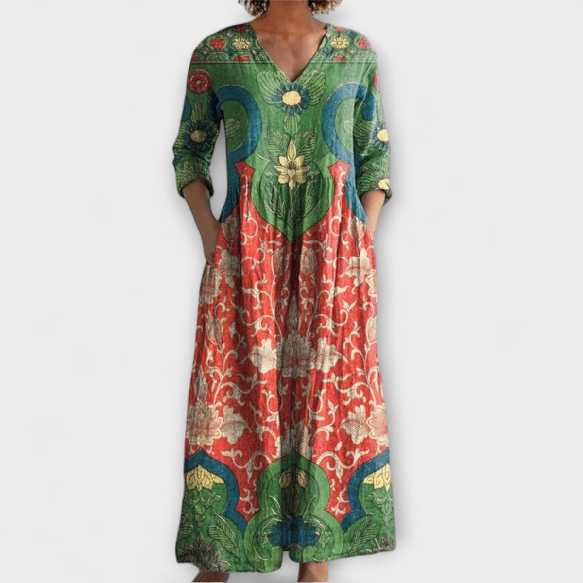 Celestine - Robe Longue à Motif Floral Vintage