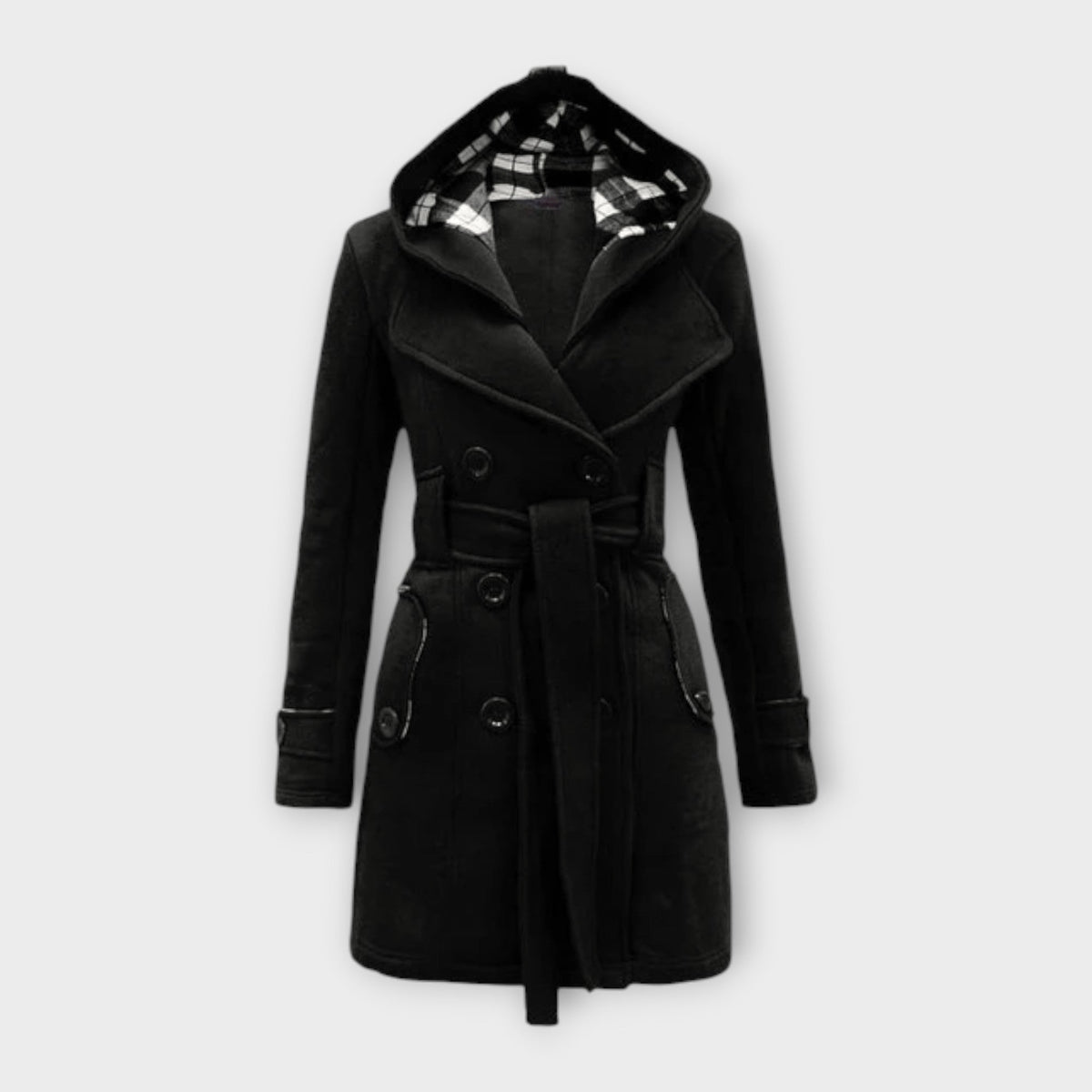Evelyn - Manteau d'Hiver Chaud Gris à Capuche
