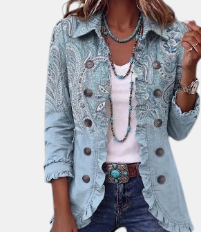 Emilia | Veste paisley vintage à volants