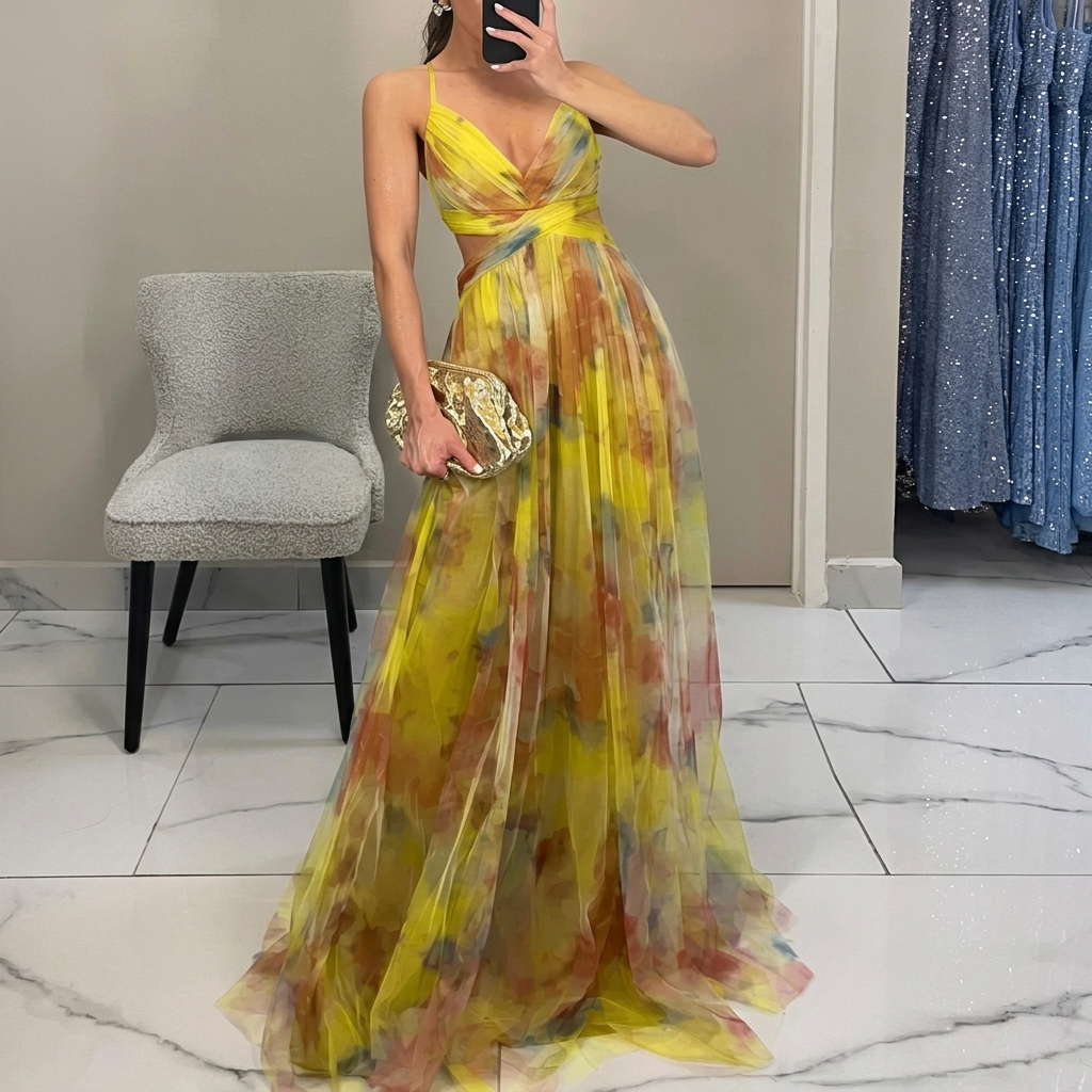 Margarida - Robe Longue Colorée à Imprimé Floral