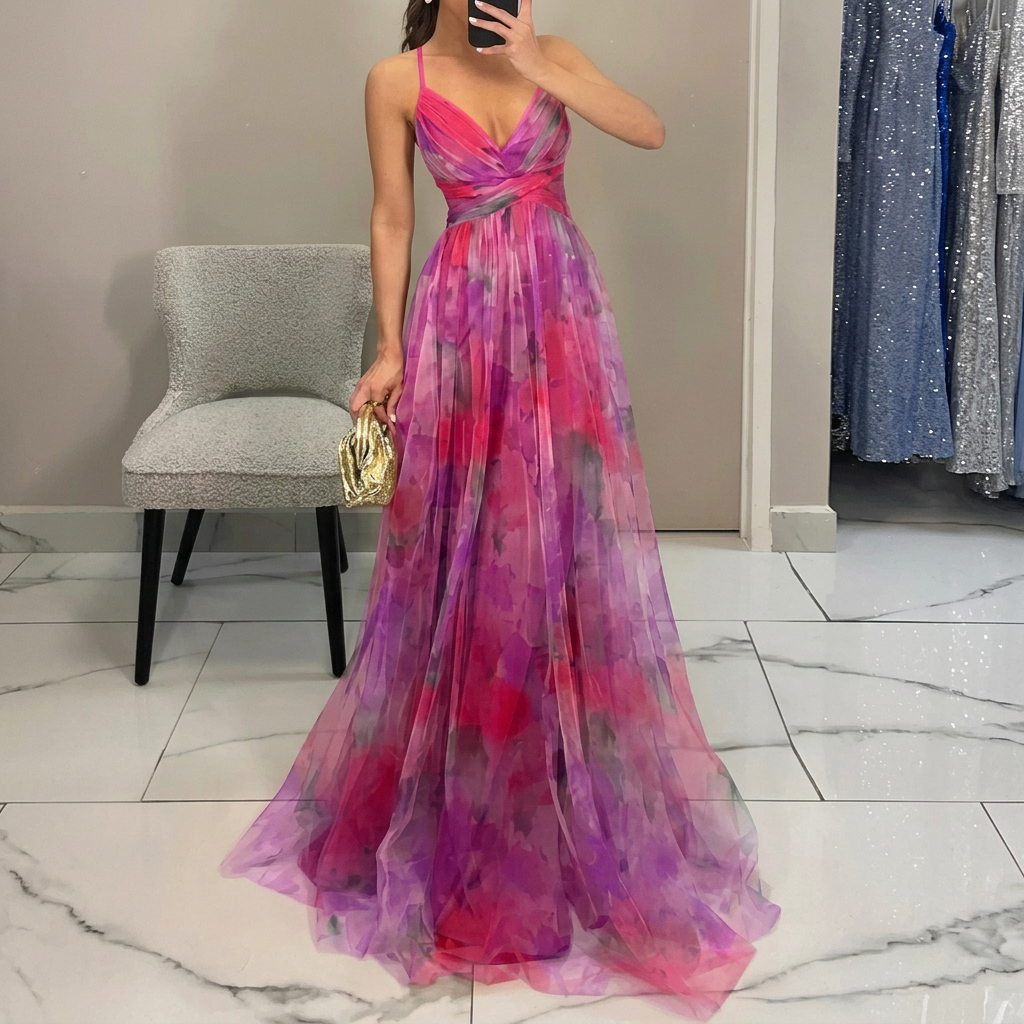 Margarida - Robe Longue Colorée à Imprimé Floral