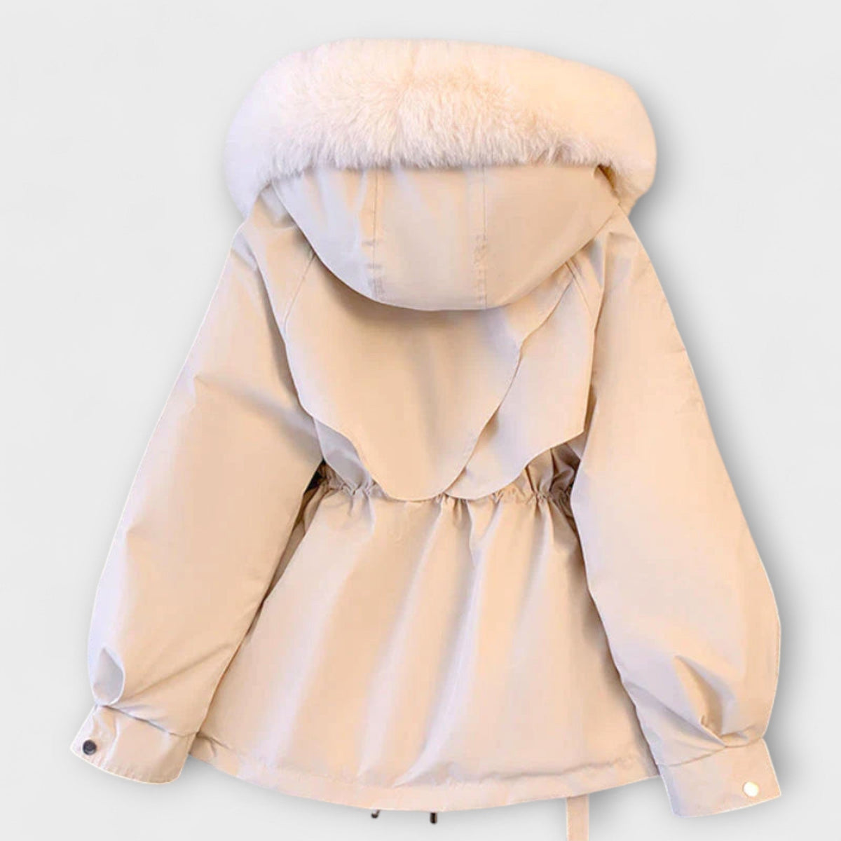 Bela - Doudoune Élégante Beige à Col Fourrure