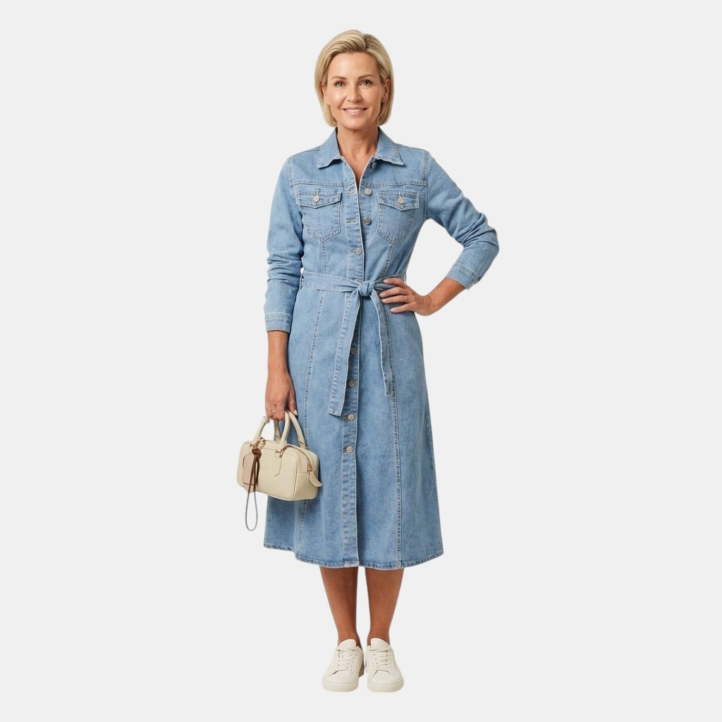 Maribell | Robe Maxi en Denim à Manches Longues
