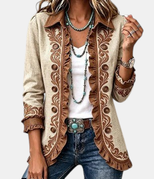 Ottavia | Veste bohème fleurie vintage à volants