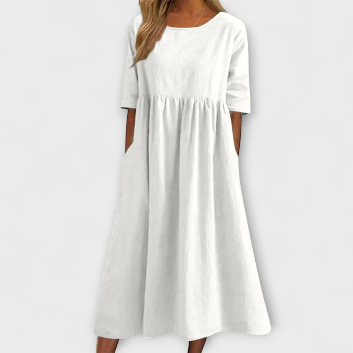Anja - Robe d'Été Bleu Clair Taille Empire
