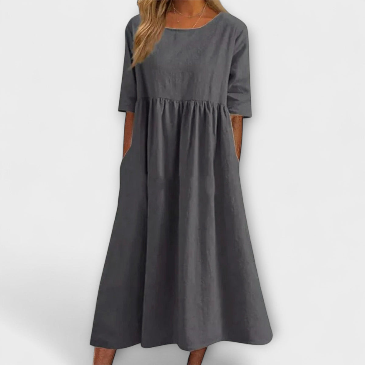 Anja - Robe d'Été Bleu Clair Taille Empire