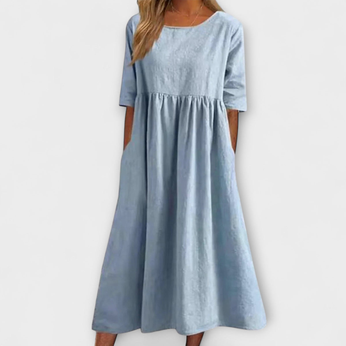 Anja - Robe d'Été Bleu Clair Taille Empire
