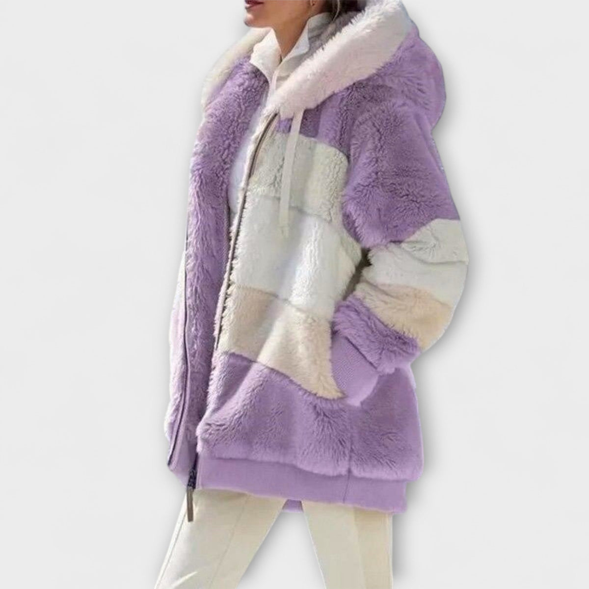 Erika - Doudoune Douillette Beige Color-Block
