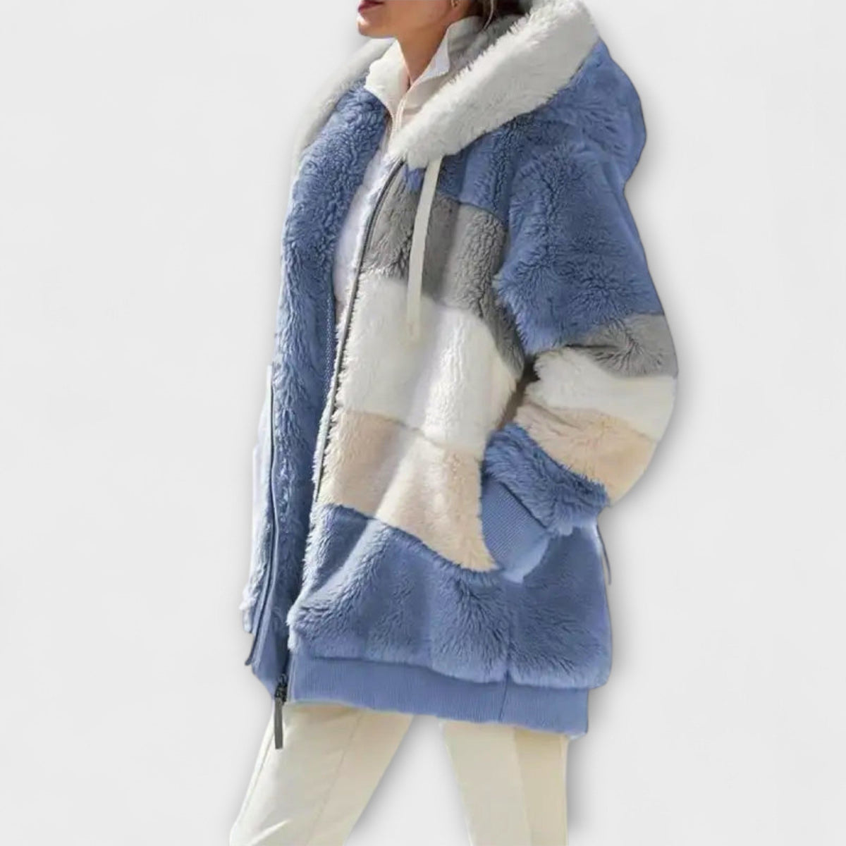 Erika - Doudoune Douillette Beige Color-Block