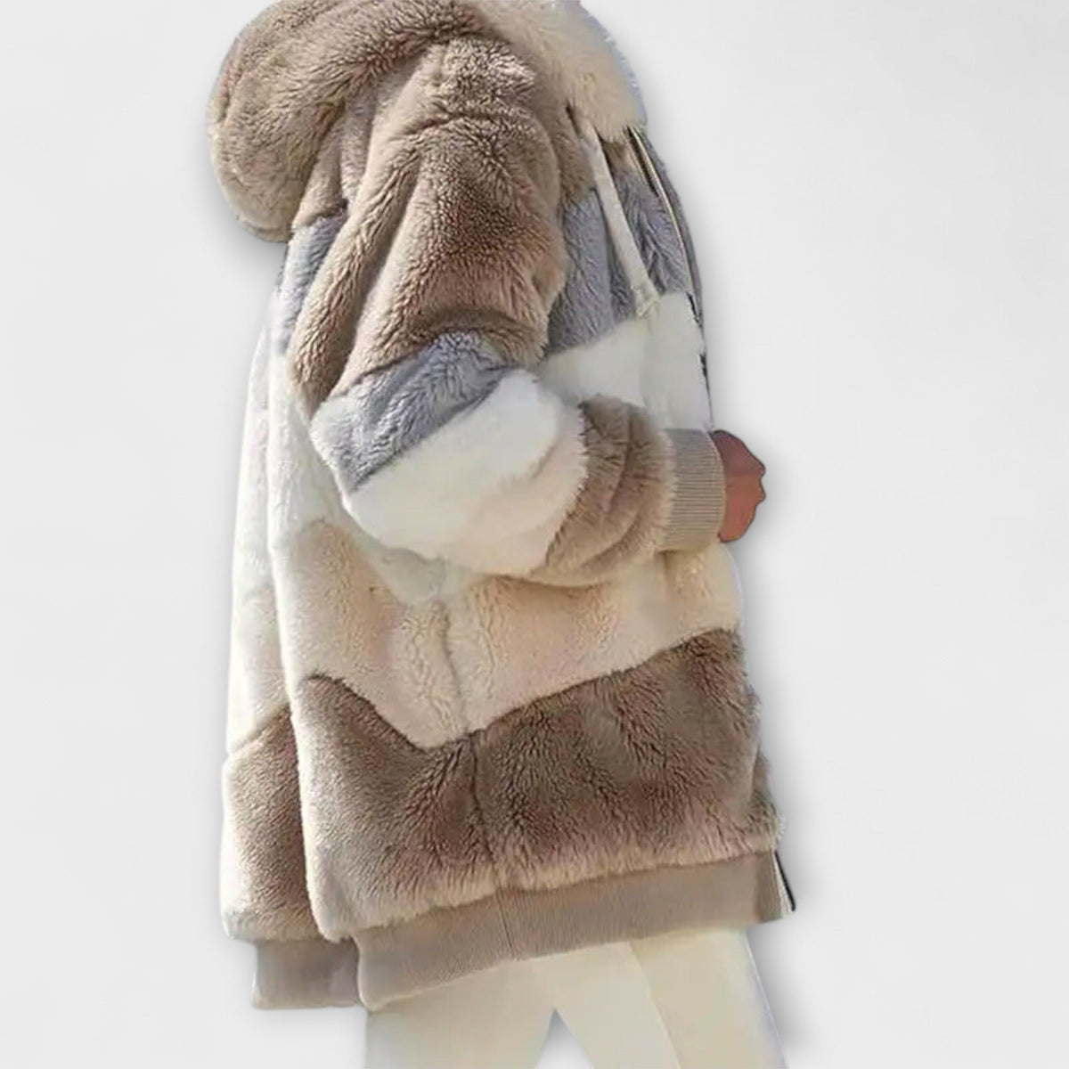 Erika - Doudoune Douillette Beige Color-Block