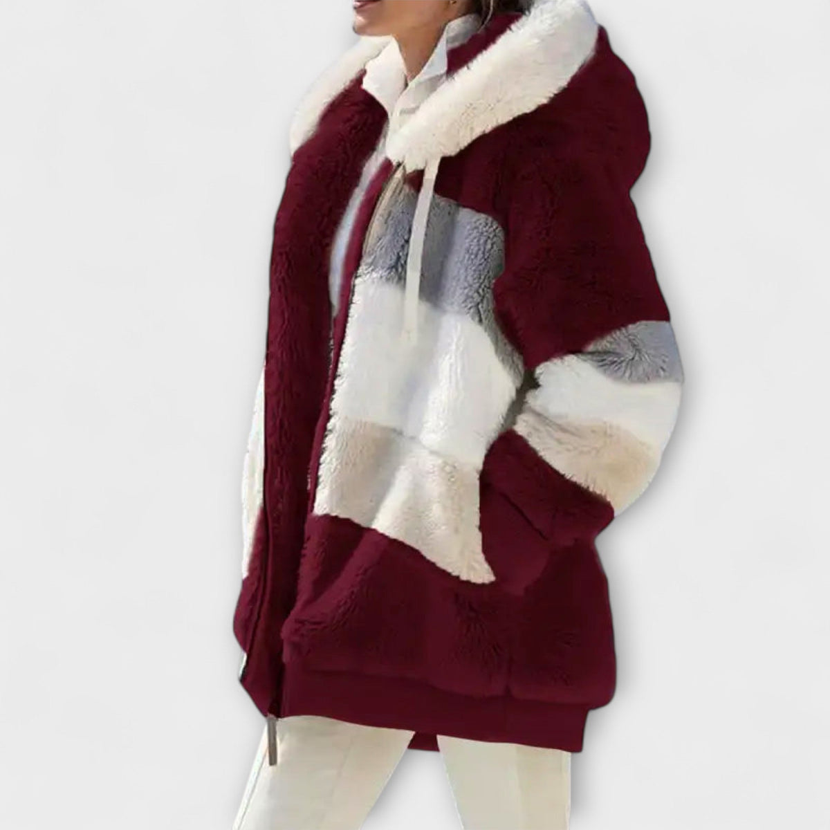 Erika - Doudoune Douillette Beige Color-Block