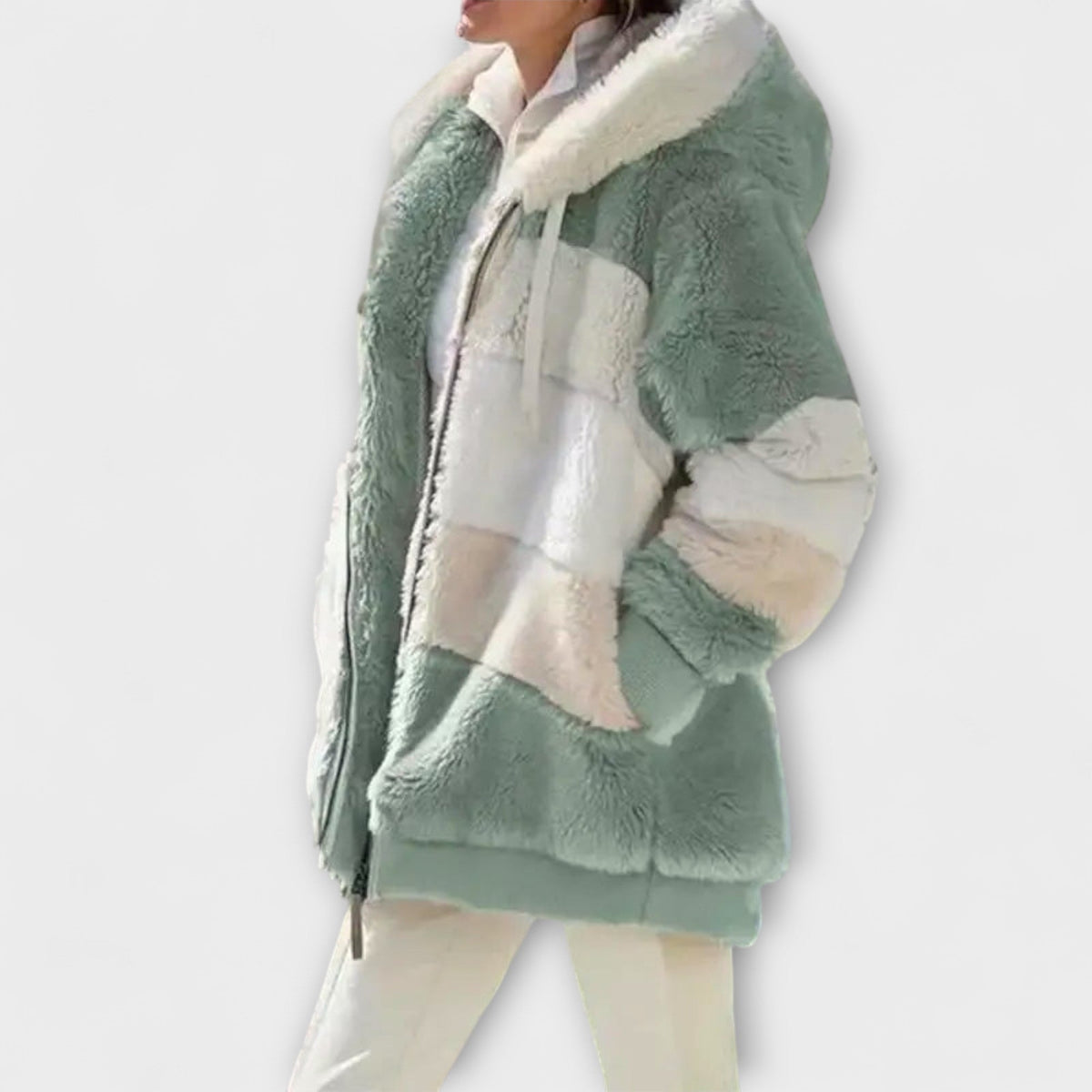 Erika - Doudoune Douillette Beige Color-Block